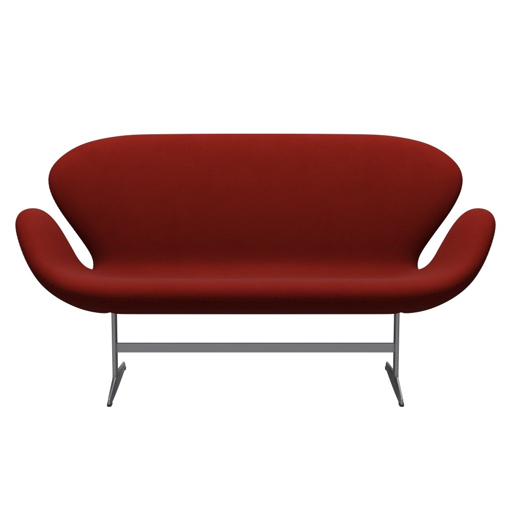 Fritz Hansen Swan Sofa 2 Seater, stříbrná šedá/komfortní rezavě červená (00028)