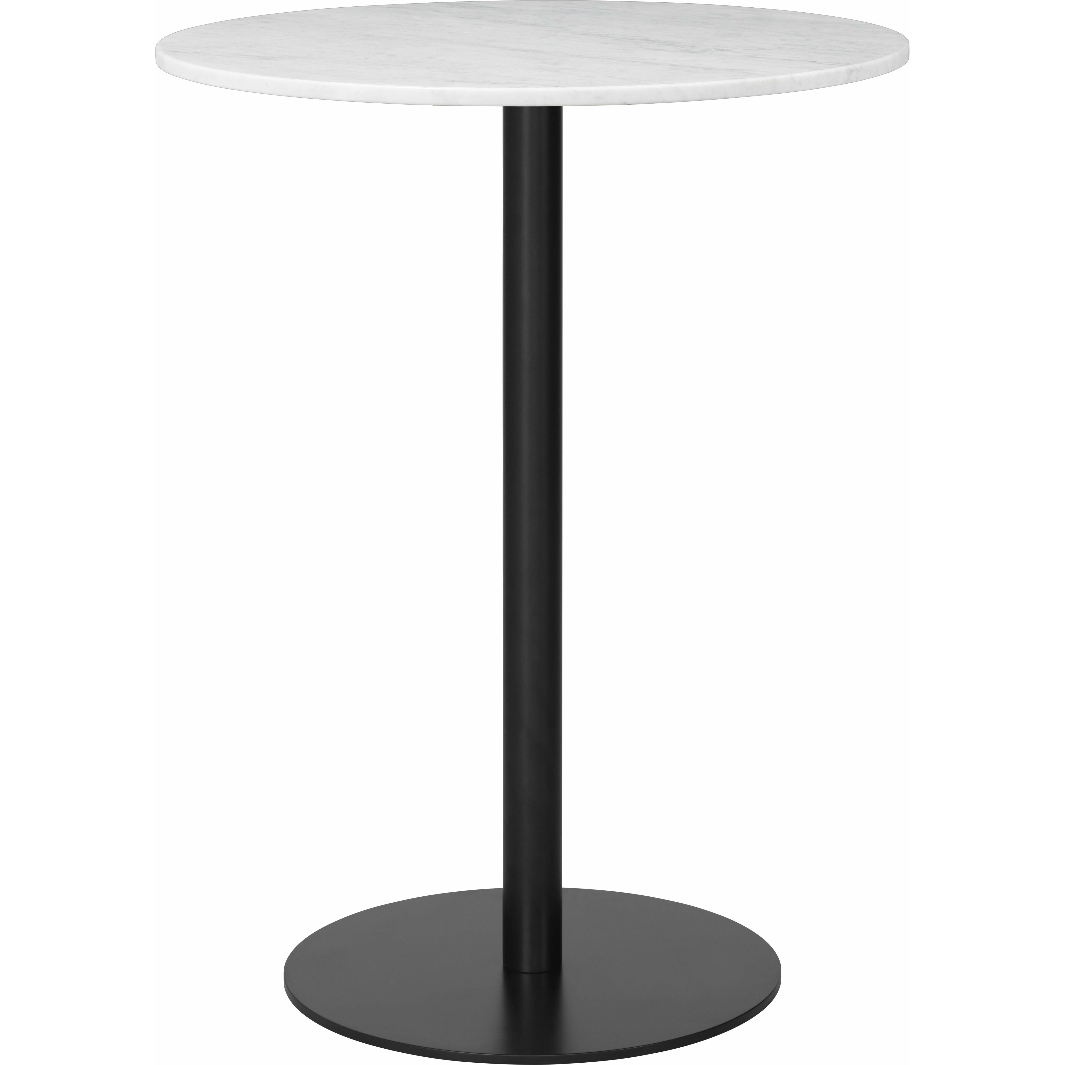 Gubi 1.0 Bar Table Round Black Base White Carrara Marble Ø80cm