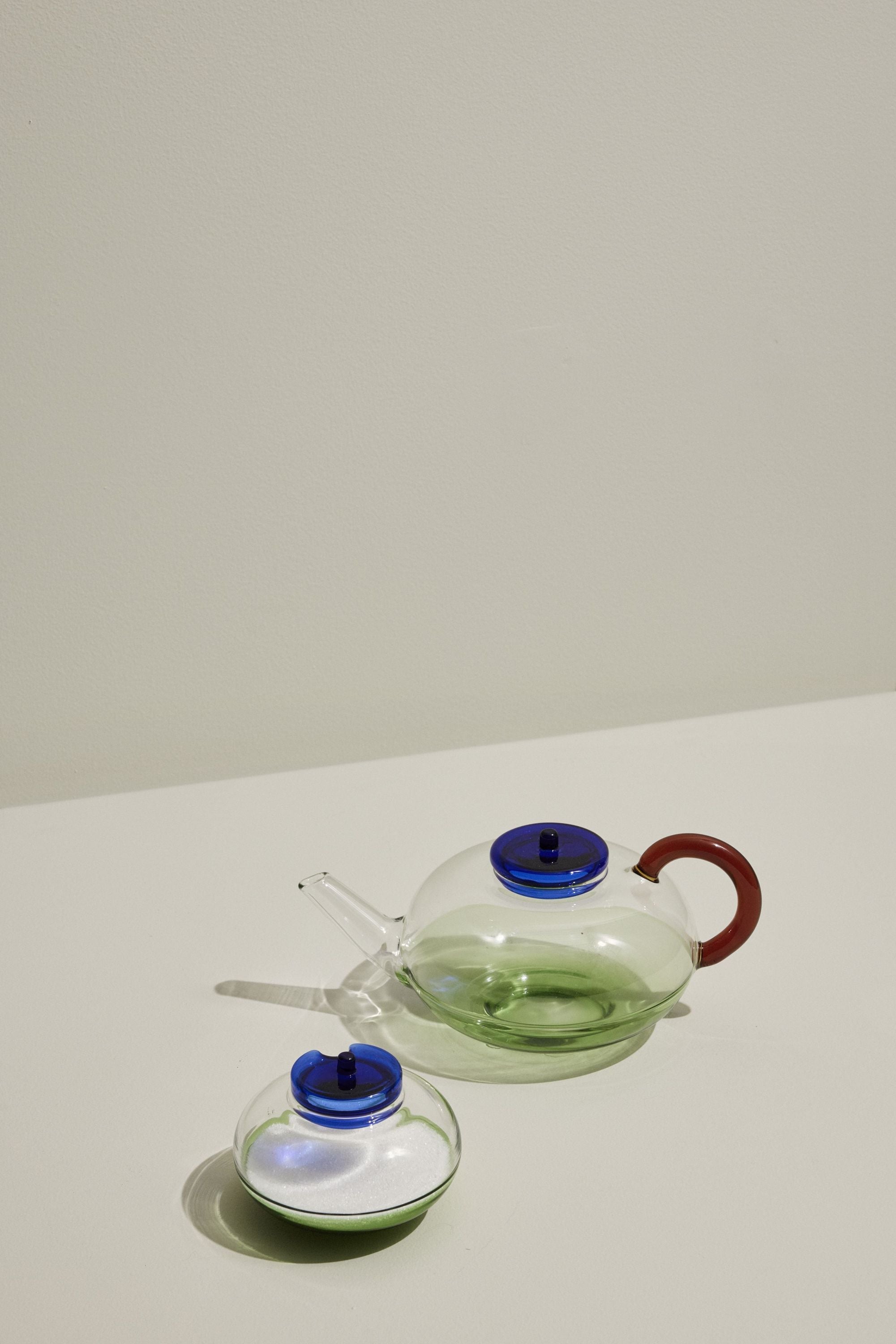 Hübsch No Rush Teapot, Blue/Clear/Green/Amber