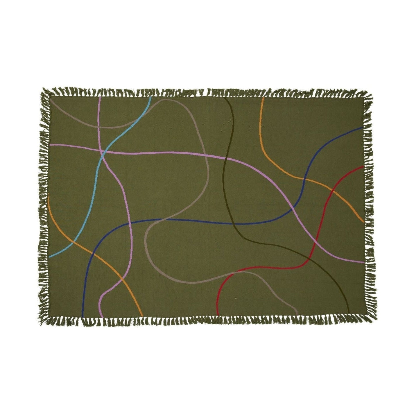 Hübsch Outline Throw, Green/Multicolor