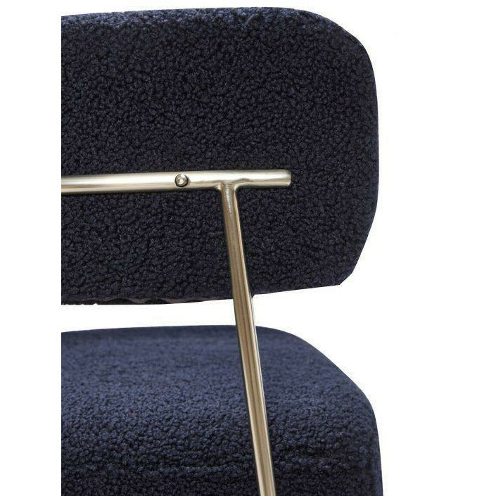 Hübsch Teddy Lounge Chair Polyester/Metal Blue/Nickel