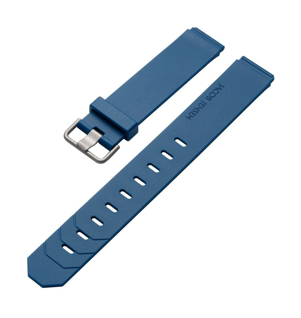 Jacob Jensen 600 Rubber Strap 17 Mm Titanium Clasp Matt (644,654), Blue