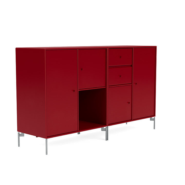 Montana Couple Sideboard With Legs, Beetroot/Matt Chrome