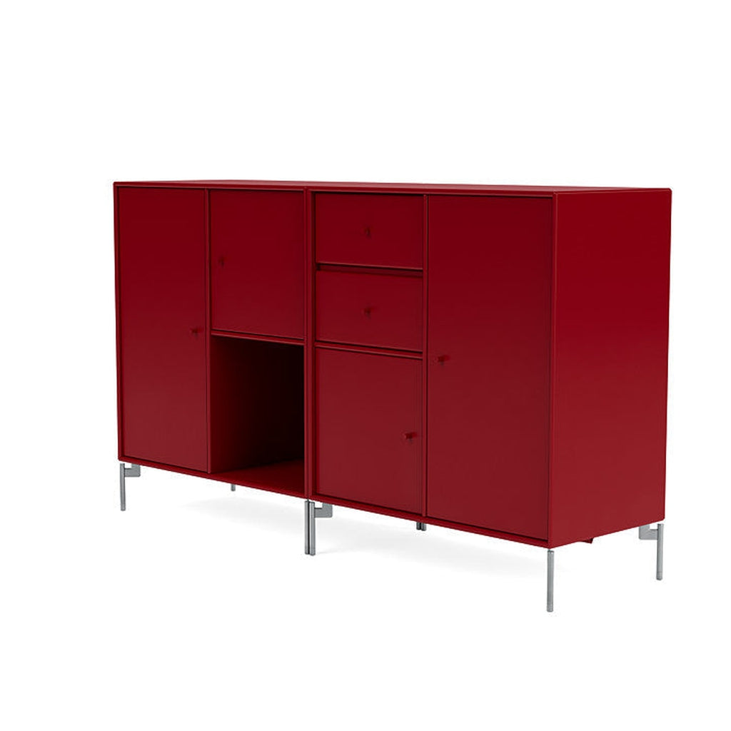 Montana Couple Sideboard With Legs, Beetroot/Matt Chrome