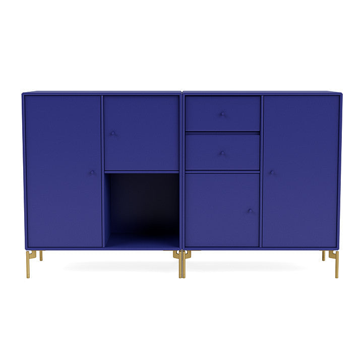 Montana Couple Sideboard With Legs, Monarch Blue/Brass