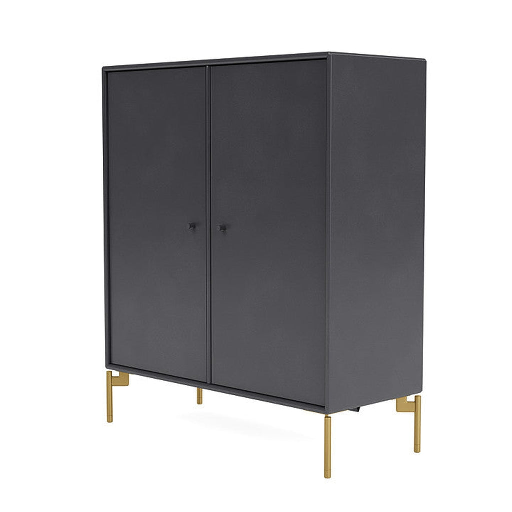Montana Cover Cabinet With Legs, Carbon Black/Brass