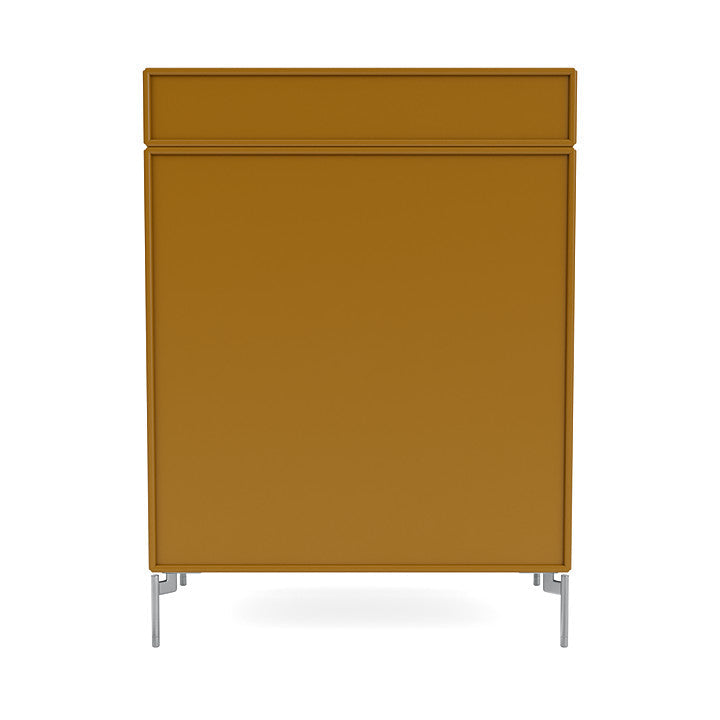 Montana Keep Chest Of Drawers With Legs, Amber/Matt Chrome