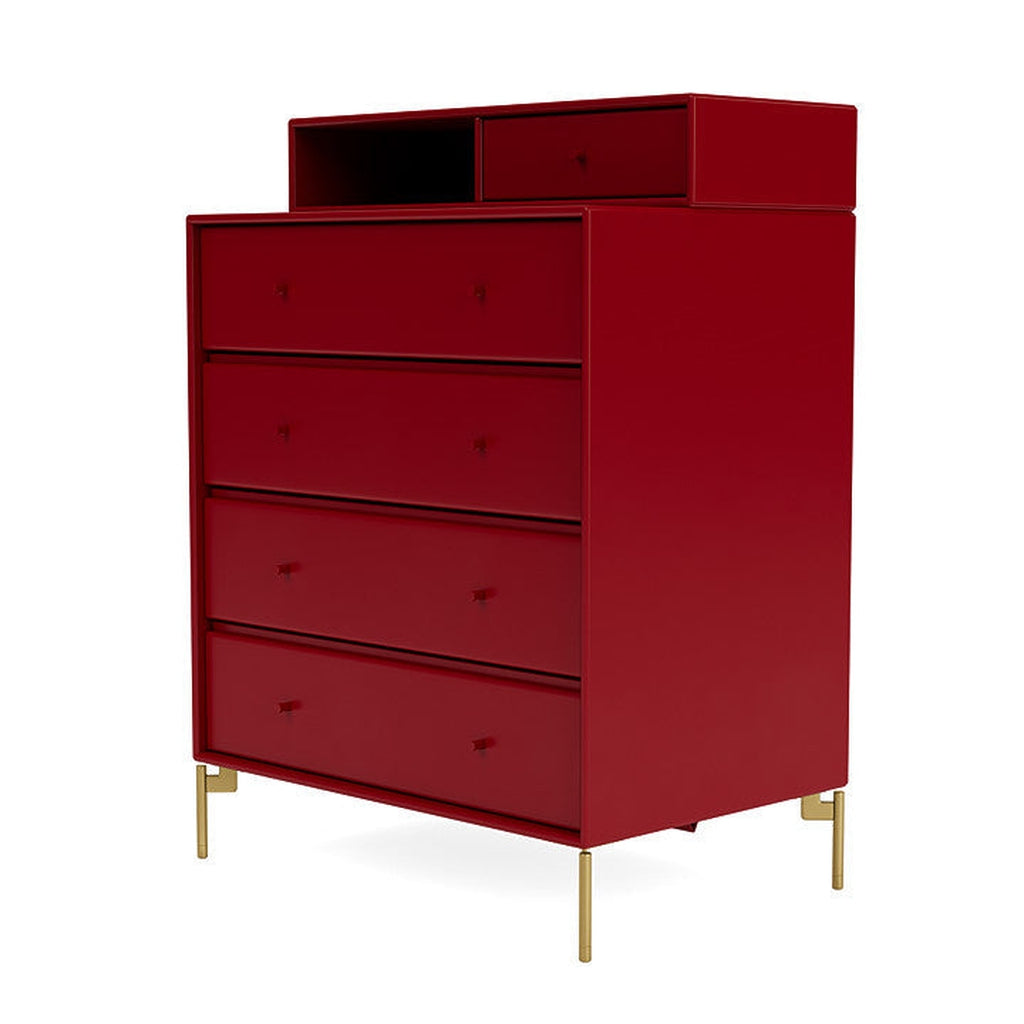 Montana Keep Chest Of Drawers With Legs, Beetroot/Brass