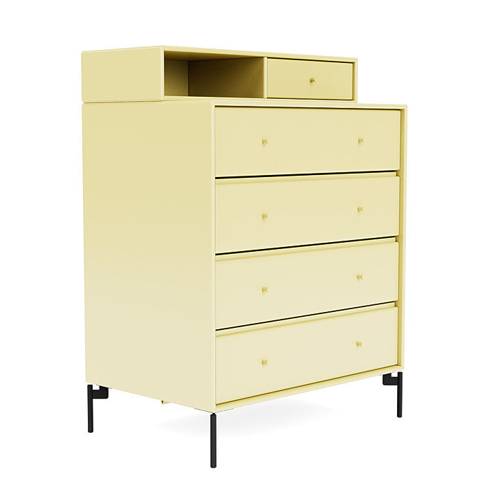 Montana Keep Chest Of Drawers With Legs, Camomile/Black