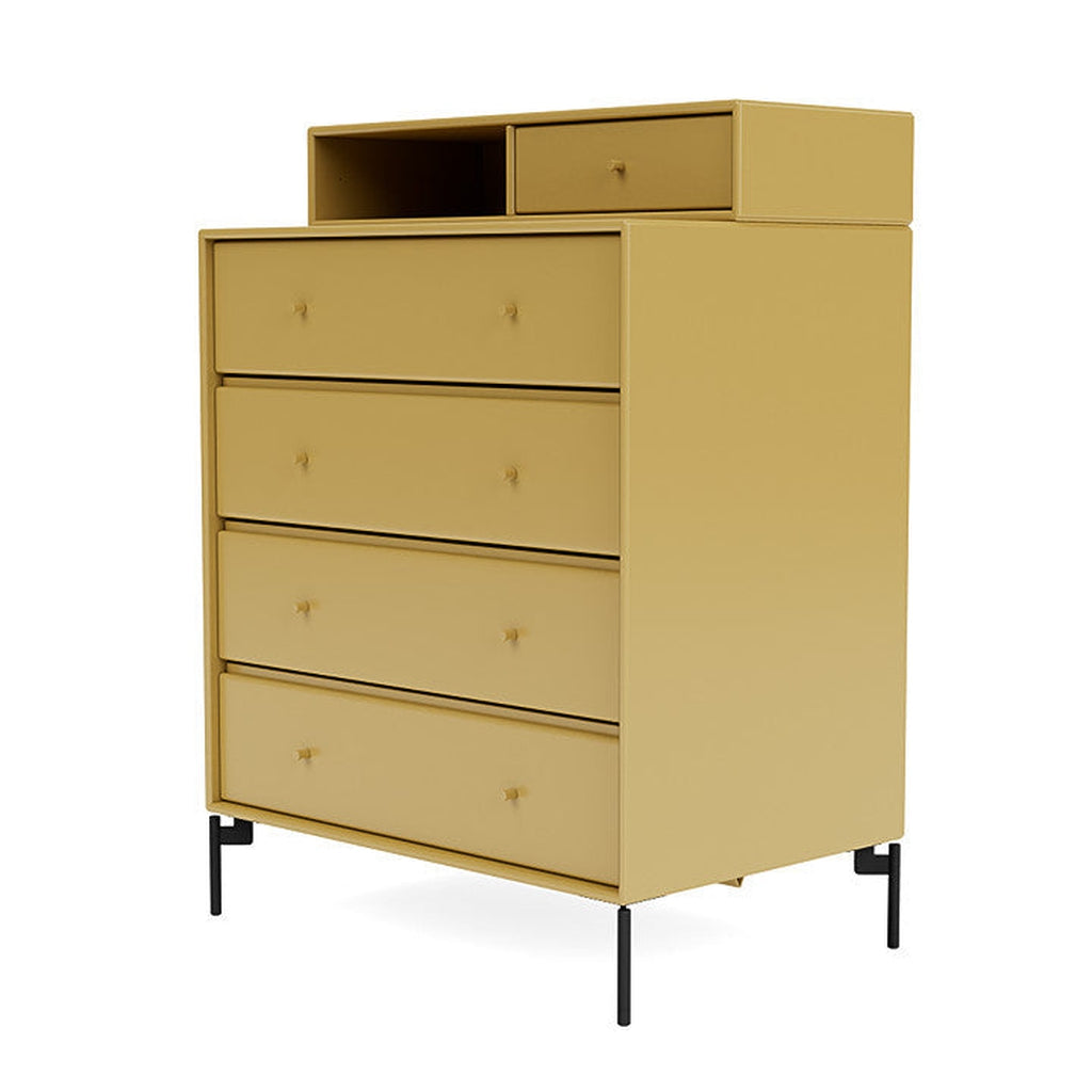 Montana Keep Chest Of Drawers With Legs, Cumin/Black