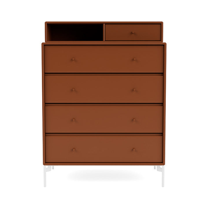 Montana Keep Chest Of Drawers With Legs, Hazelnut/Snow White