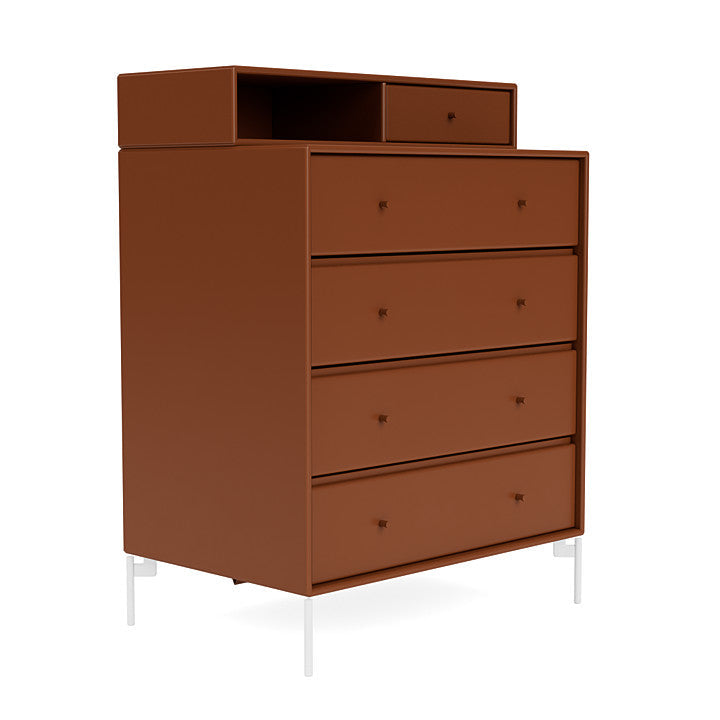 Montana Keep Chest Of Drawers With Legs, Hazelnut/Snow White