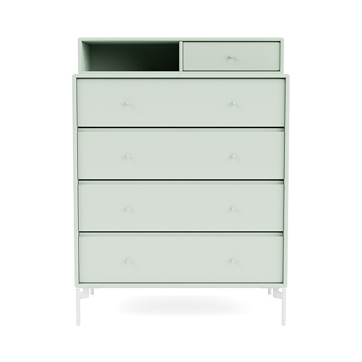 Montana Keep Chest Of Drawers Of Drawers With Legs, Mist/Snow White