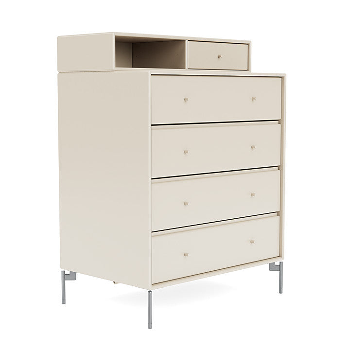 Montana Keep Chest Of Drawers With Legs, Oat/Matt Chrome