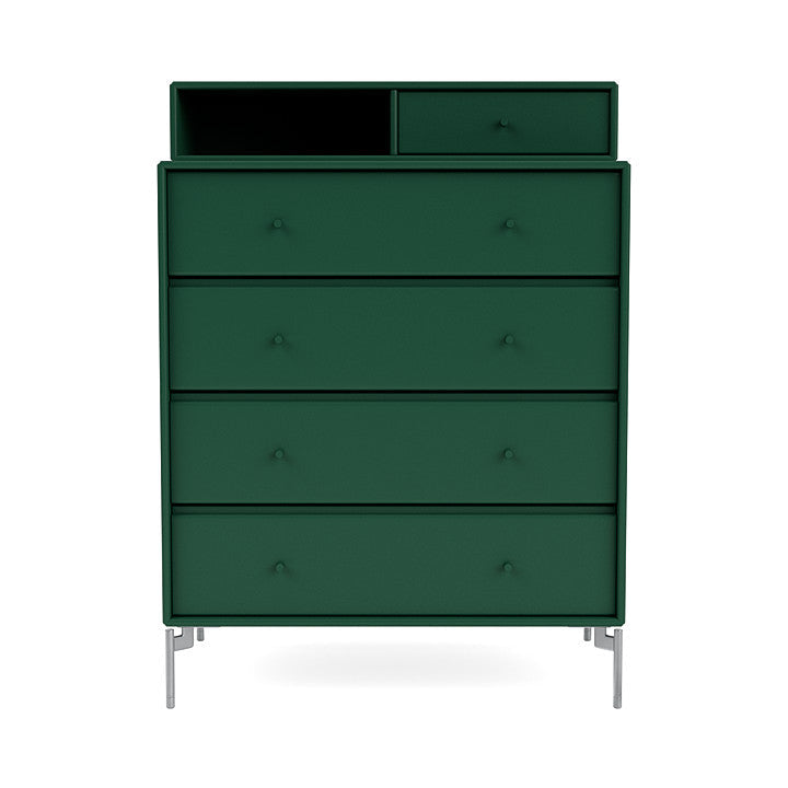 Montana Keep Chest Of Drawers With Legs, Pine/Matt Chrome