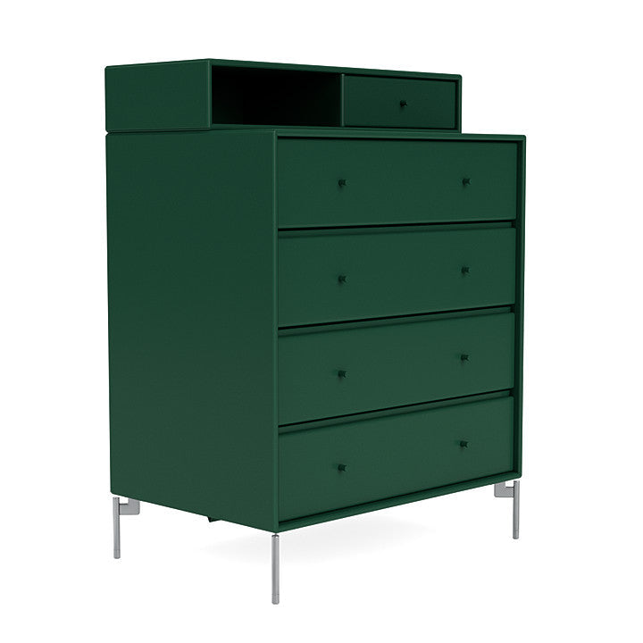 Montana Keep Chest Of Drawers With Legs, Pine/Matt Chrome