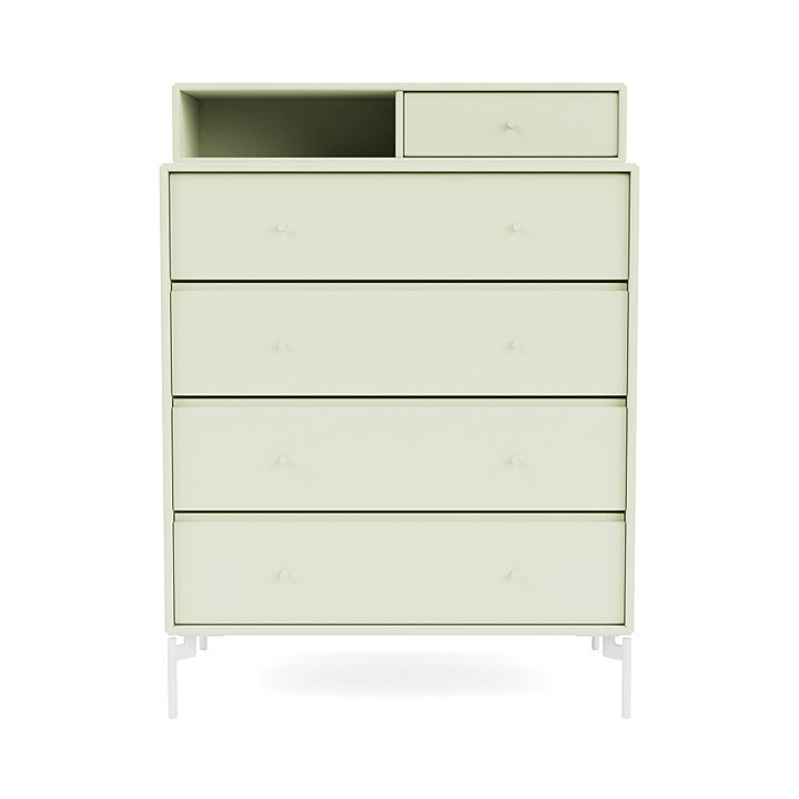 Montana Keep Chest Of Drawers With Legs, Pomelo/Snow White