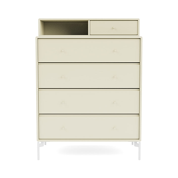 Montana Keep Chest Of Drawers With Legs, Vanilla/Snow White