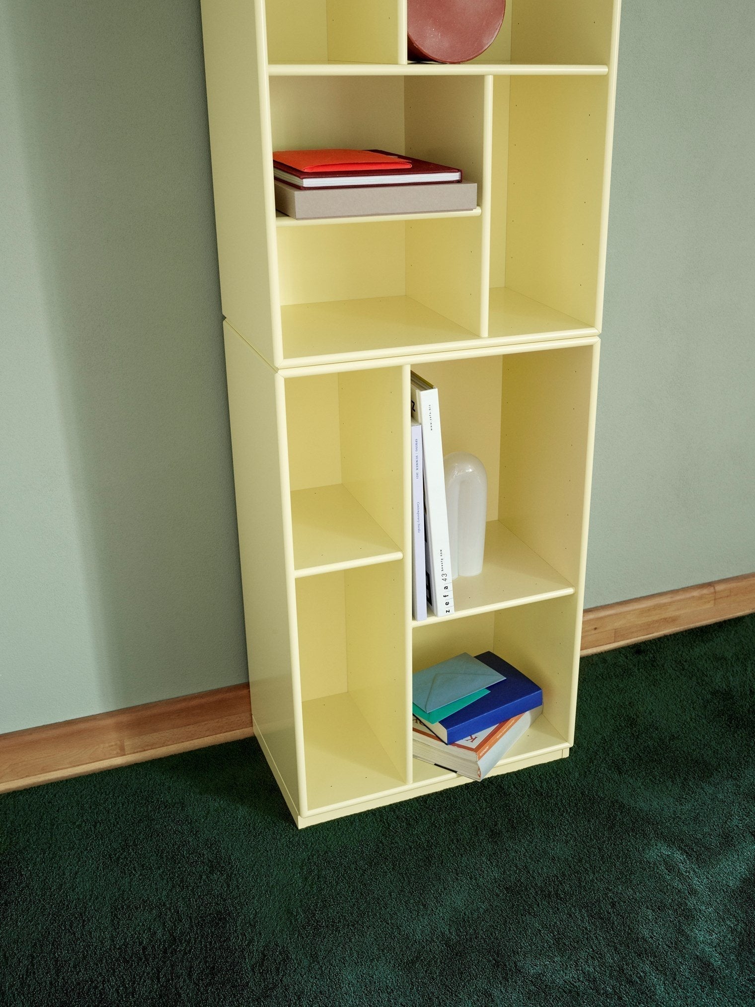 Montana Loom High Bookcase With 7 Cm Plinth, Parsley Green