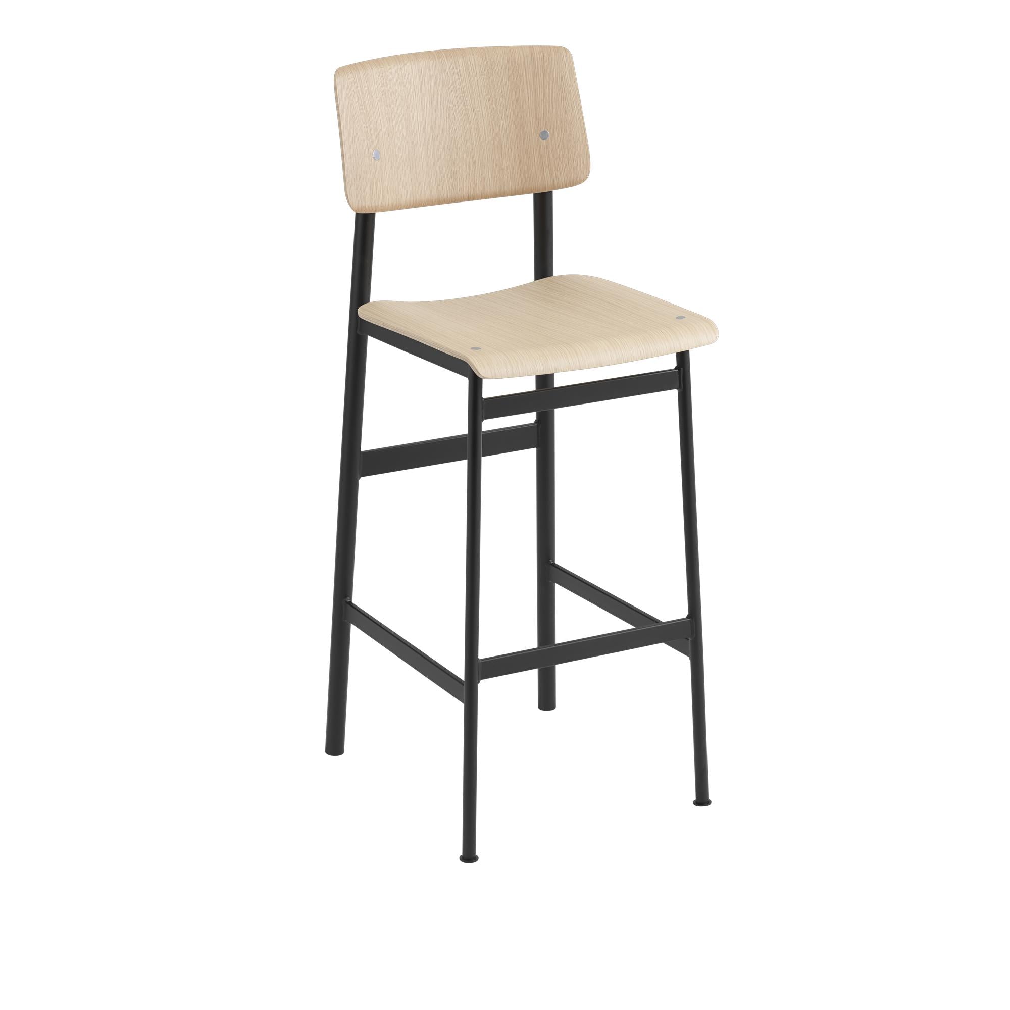 Židle loftového baru Muuto Oak, H 75 cm, černý/dub