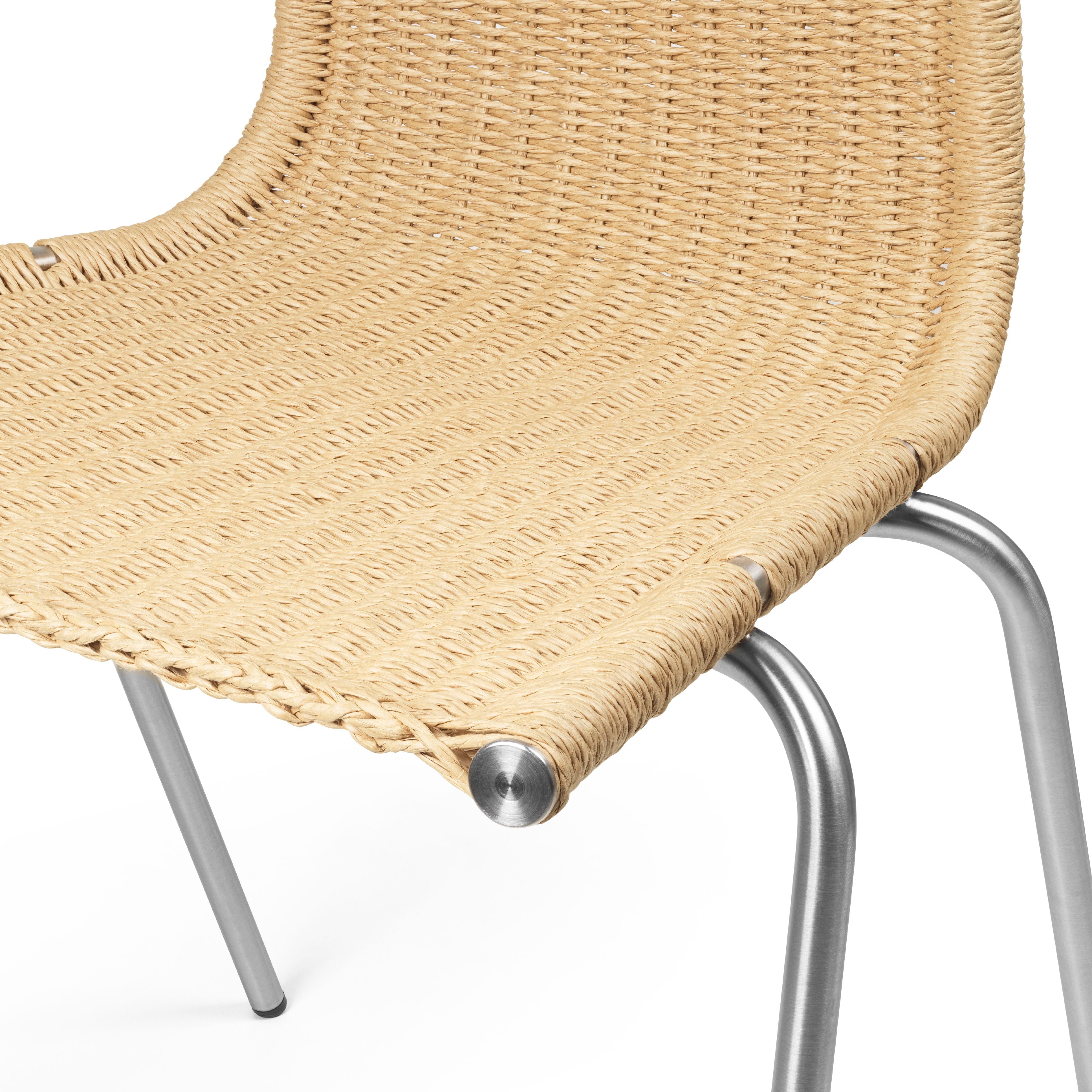Židle Carl Hansen PK1, nerezová kartáčovaná ocel/přírodní papírový šňůra