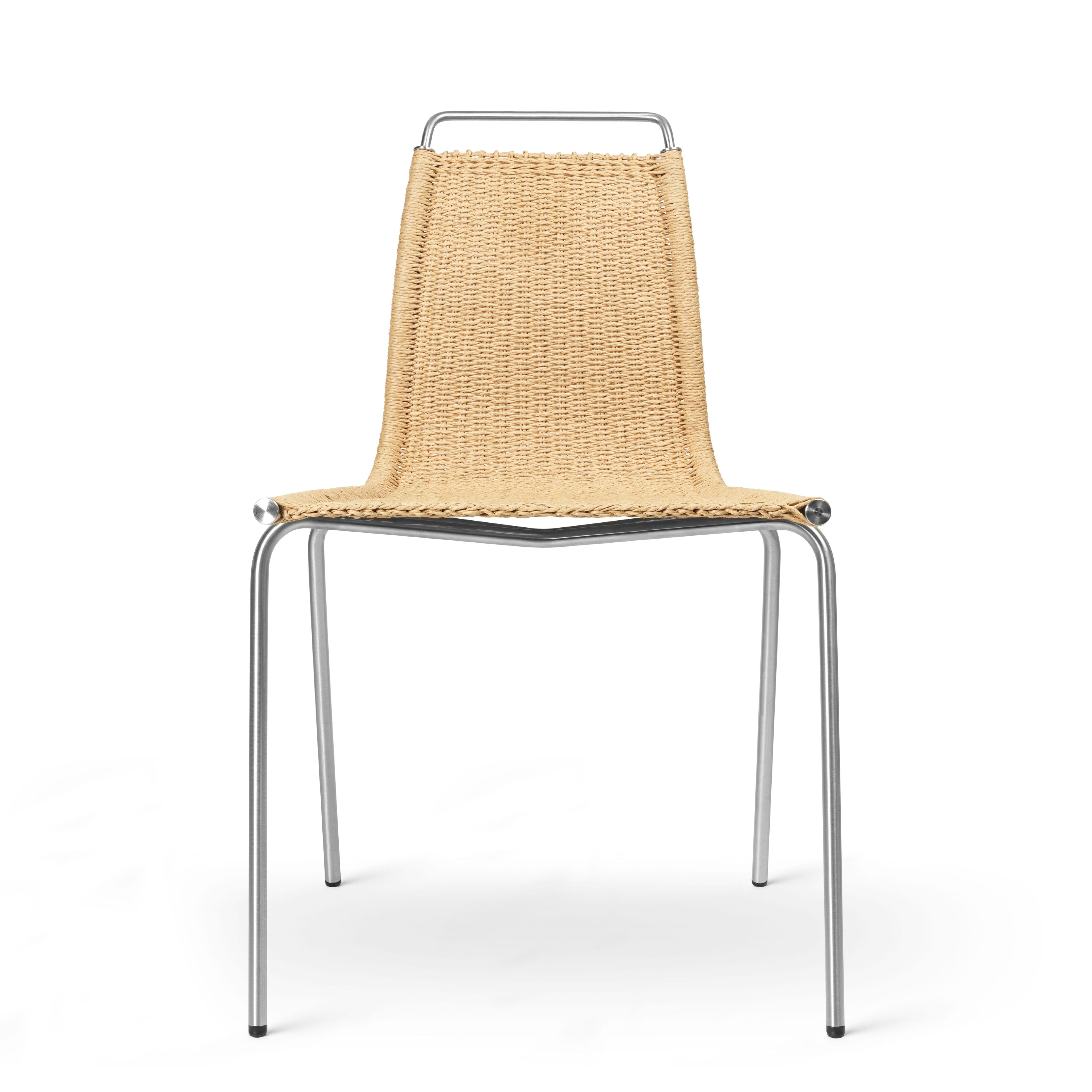 Židle Carl Hansen PK1, nerezová kartáčovaná ocel/přírodní papírový šňůra