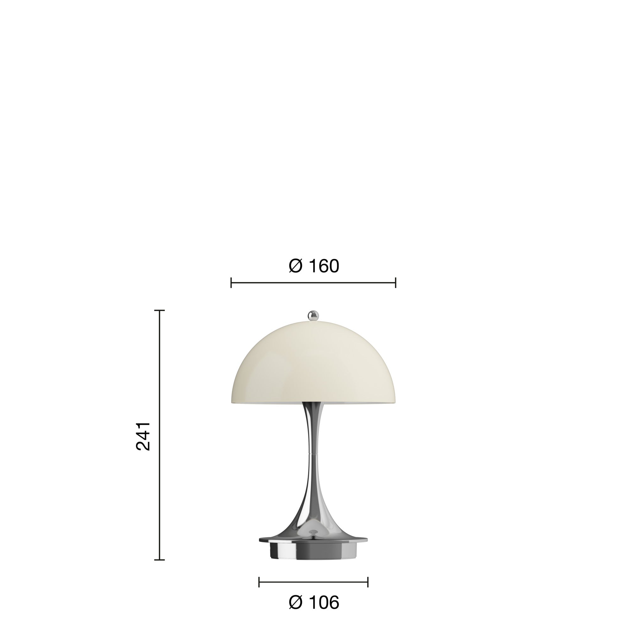 Panthella 160 Portable Table Lamp, Chrome Opal Beige