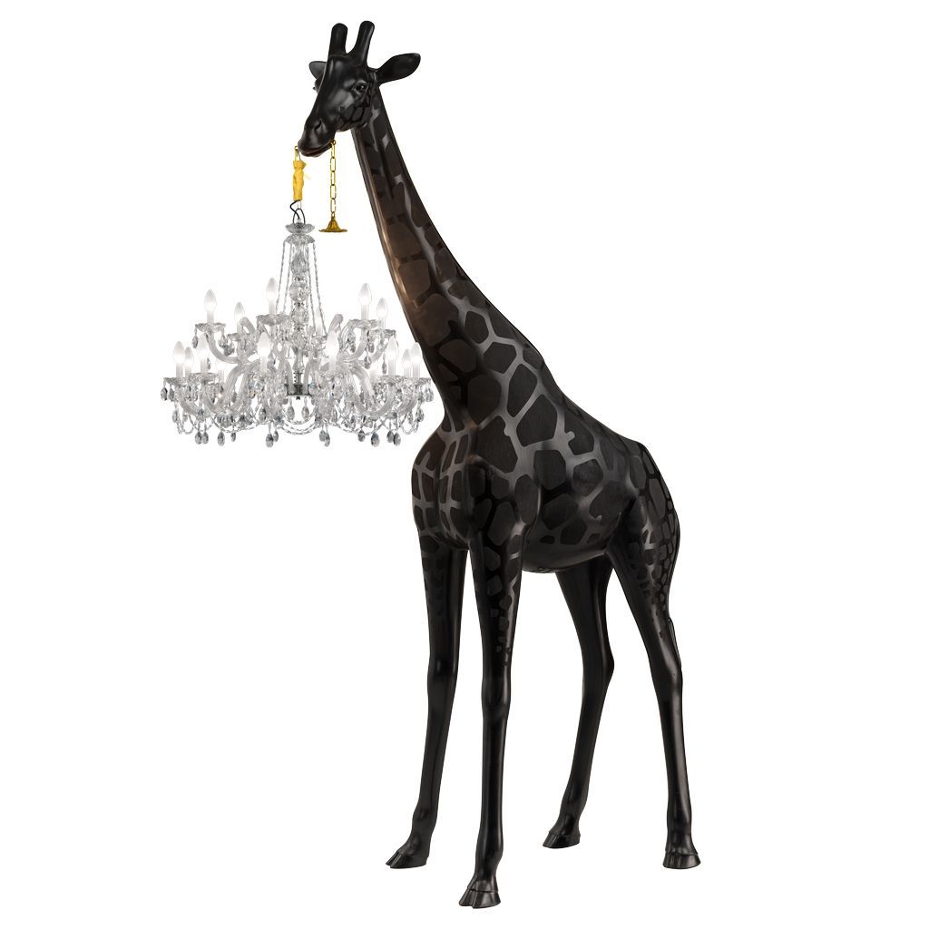 Qeeboo žirafa v lásce venkovní podlahová lampa H 4m, černá