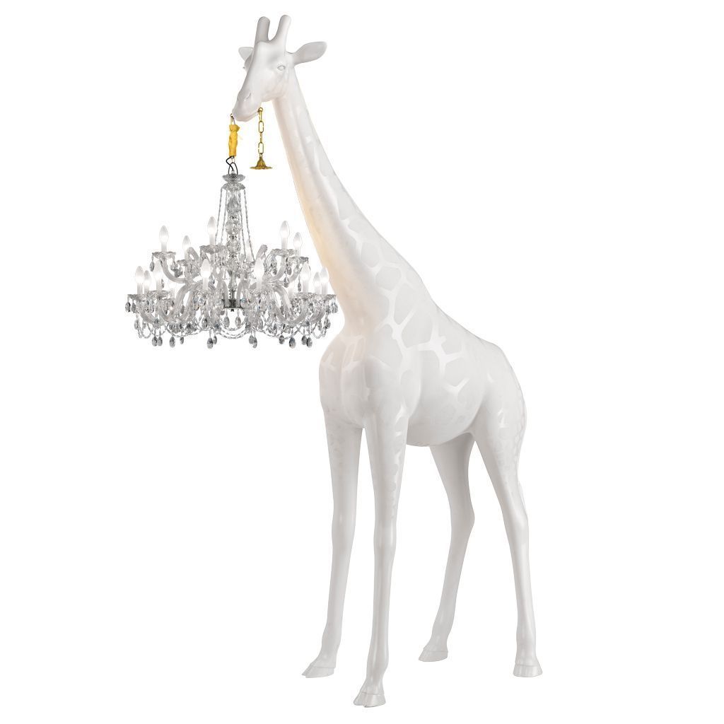Qeeboo žirafa v lásce venkovní podlahová lampa H 4m, bílá
