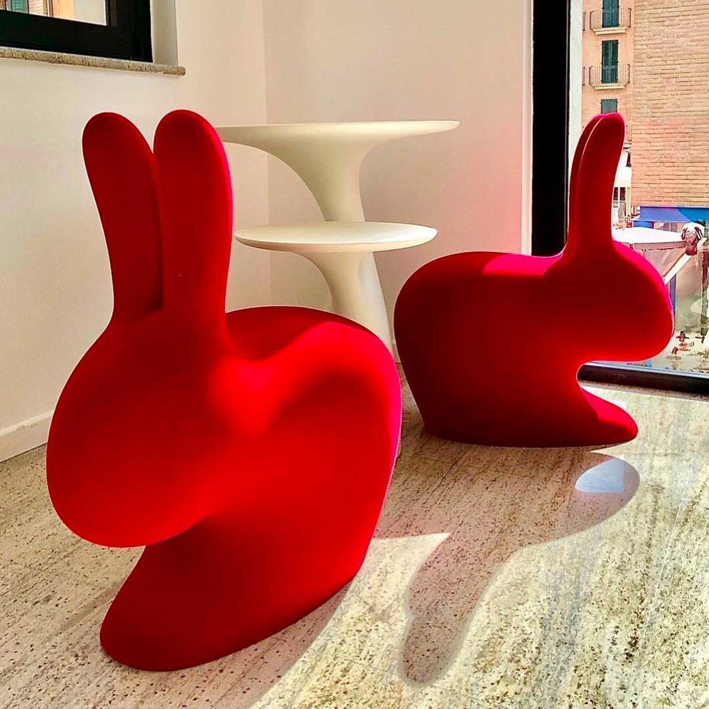 Qeeboo Bunny Chair Velvet Finish, Fuxia