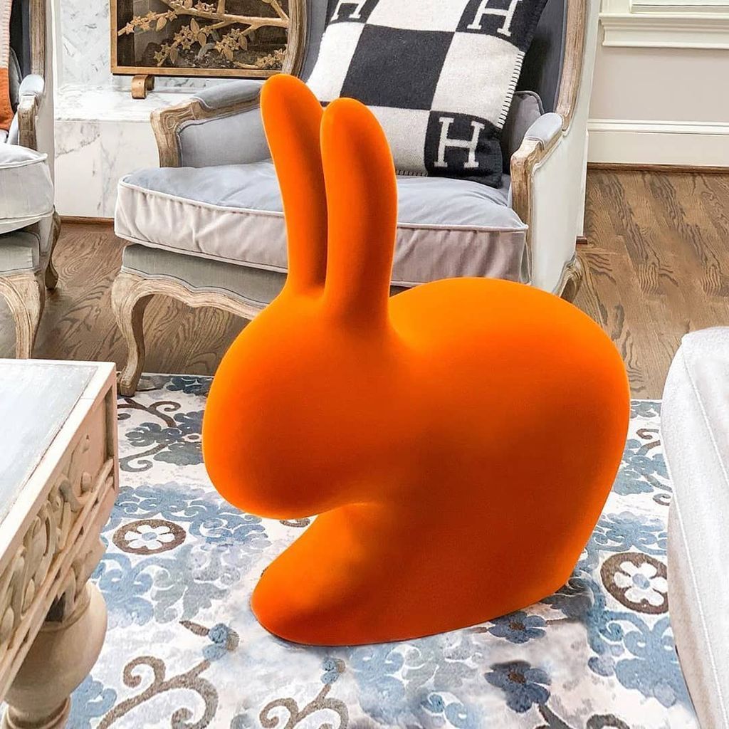 Qeeboo Bunny Chawer Velvet povrch, oranžová