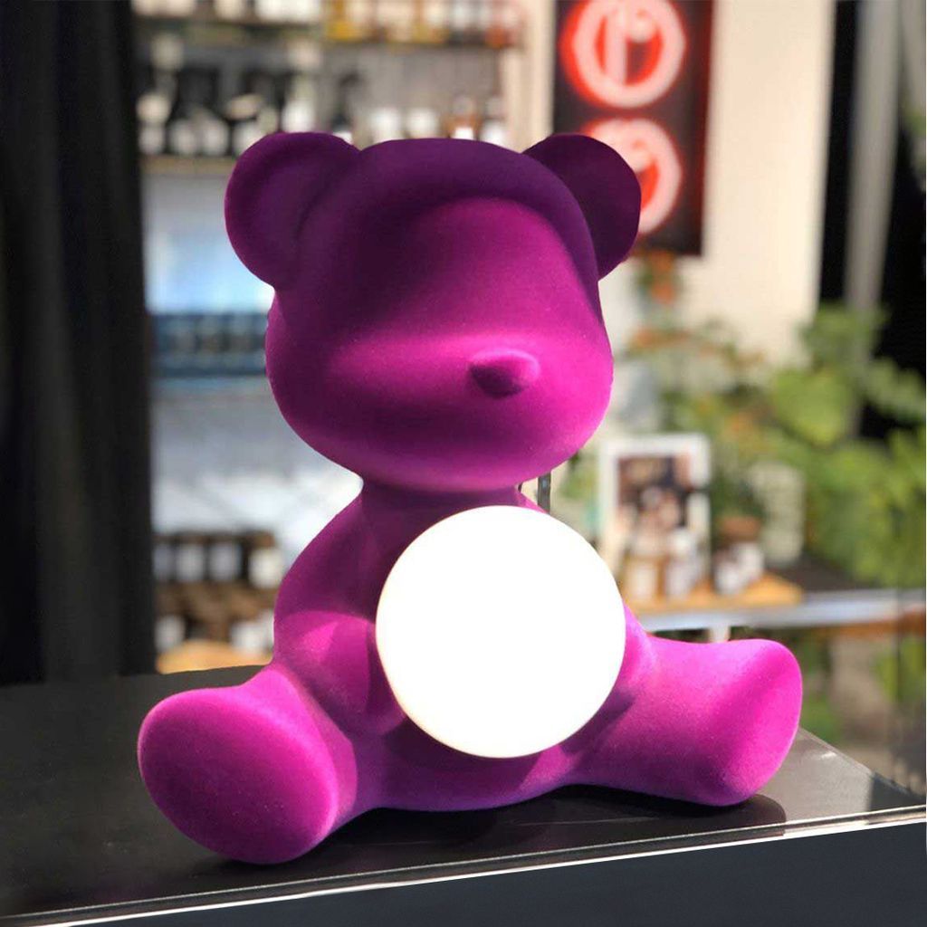 Qeeboo Teddy Girl LED dobíjecí stolní lampa sametový povrch, oranžová