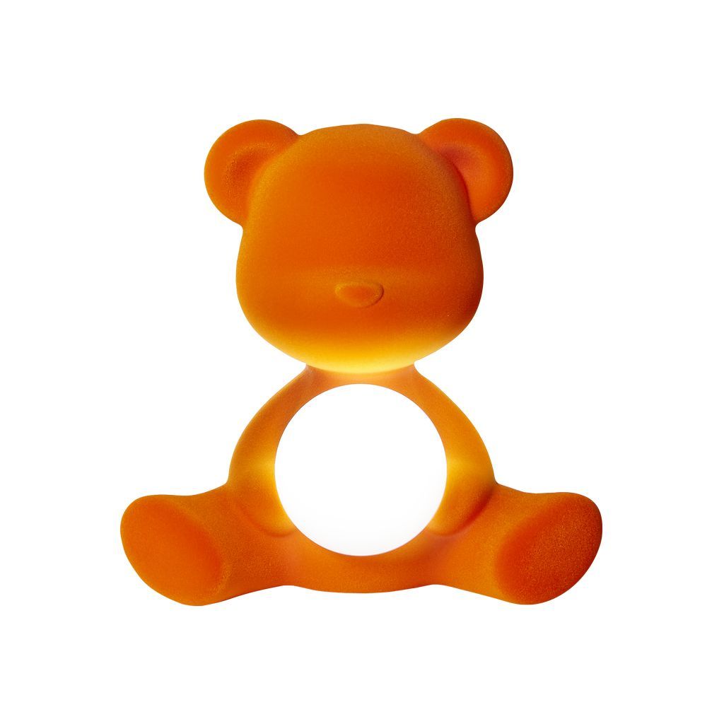 Qeeboo Teddy Girl LED dobíjecí stolní lampa sametový povrch, oranžová