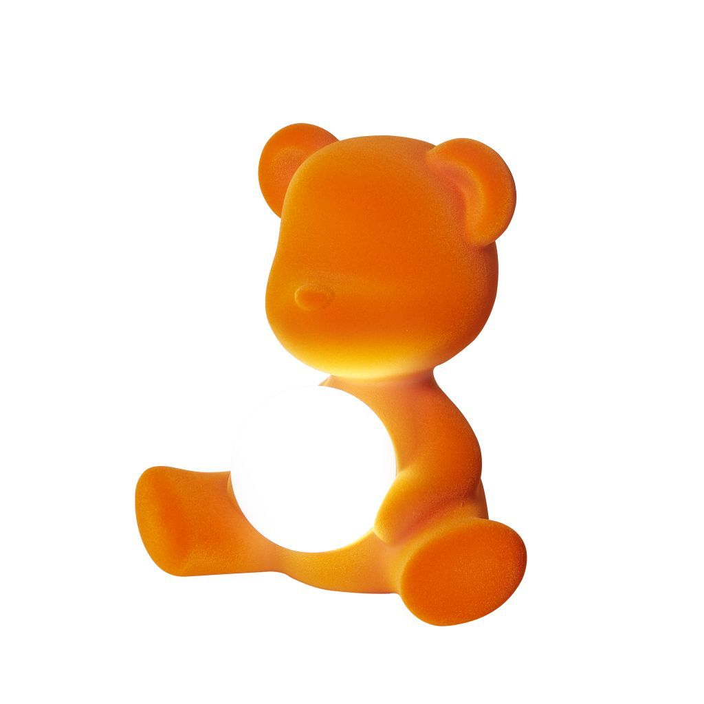 Qeeboo Teddy Girl LED dobíjecí stolní lampa sametový povrch, oranžová