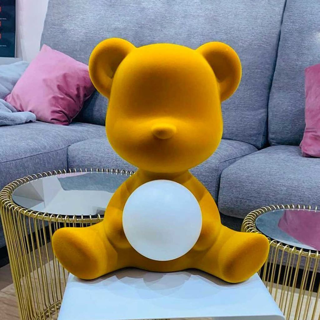 Qeeboo Teddy Girl LED dobíjecí stolní lampa sametový povrch, oranžová