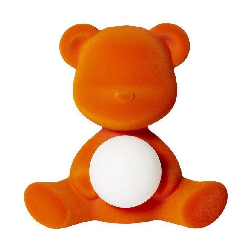 Qeeboo Teddy Girl Led Rechargeable Table Lamp Velvet Finish, Orange