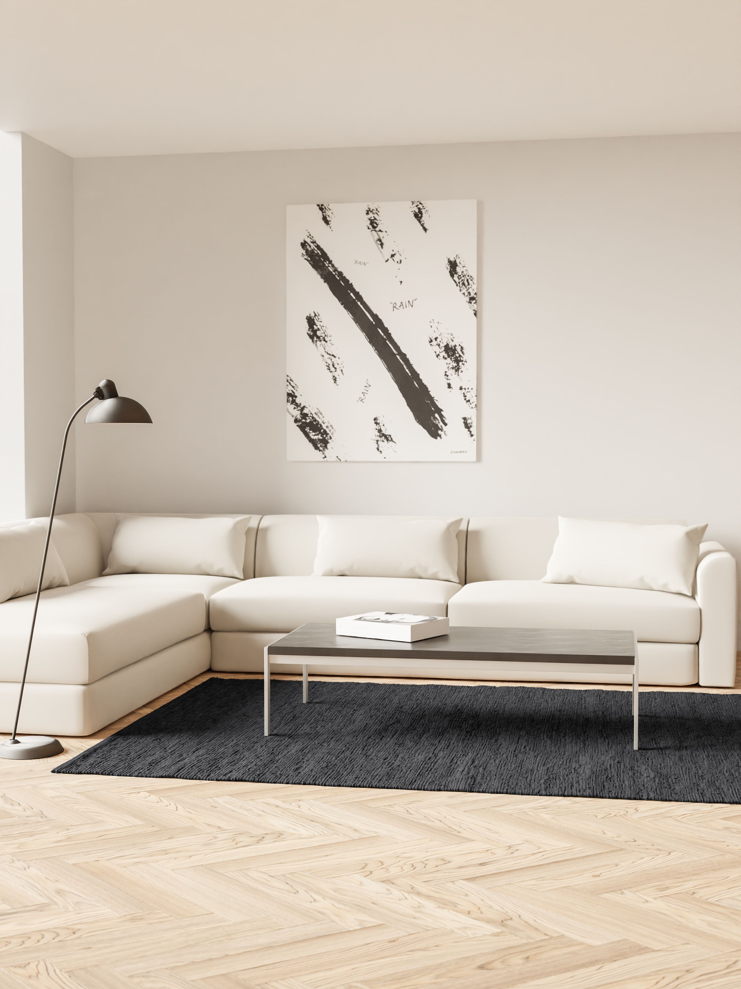 Koberec pevný bavlněný koberec 170 x 240 cm, uhlí