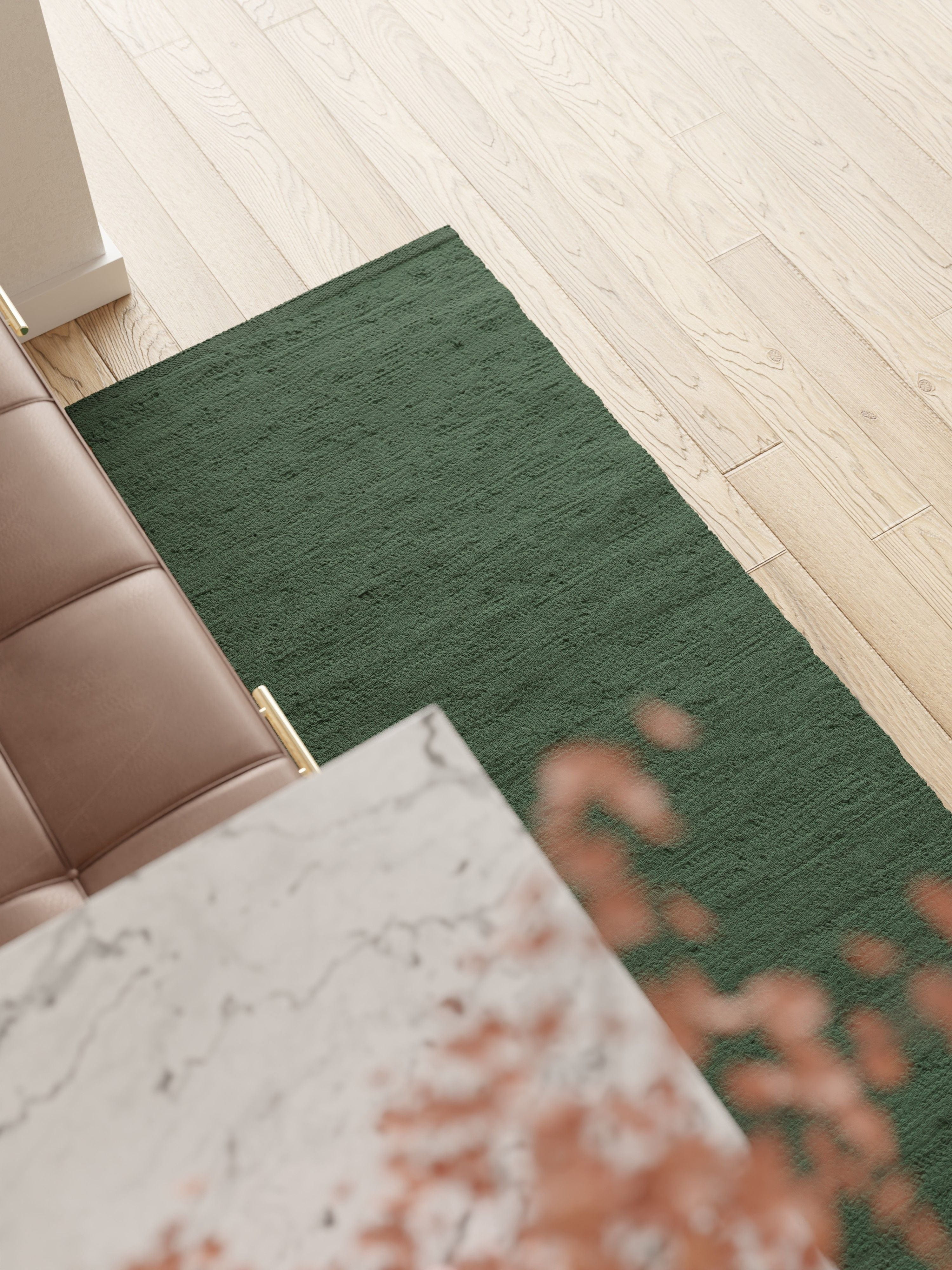Rug Solid Cotton Rug 65 X 135 Cm, Moss