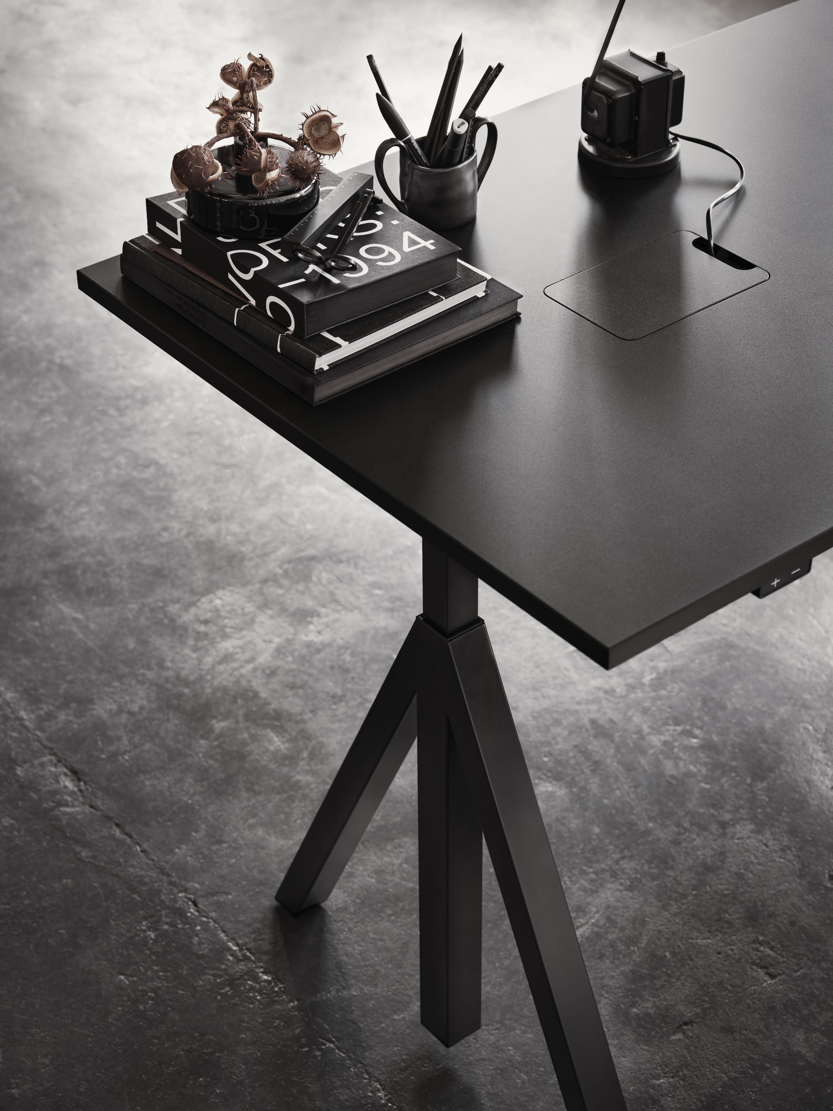 String nábytek Výška nastavitelná konferenční tabulka 90x180 cm, dub/černá
