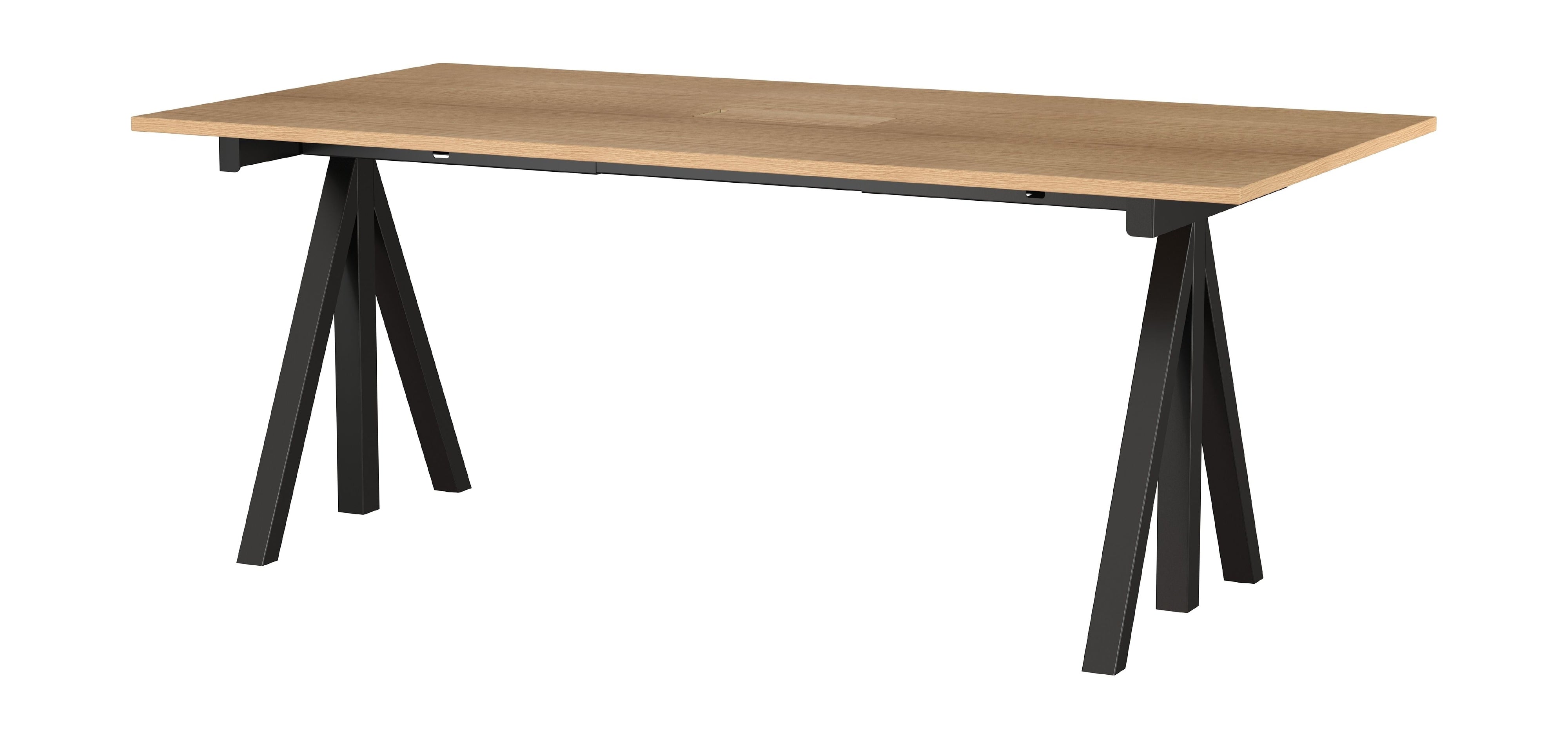 Výška String Furniture Nastavitelná pracovní tabulka 90x180 cm, dub/černá