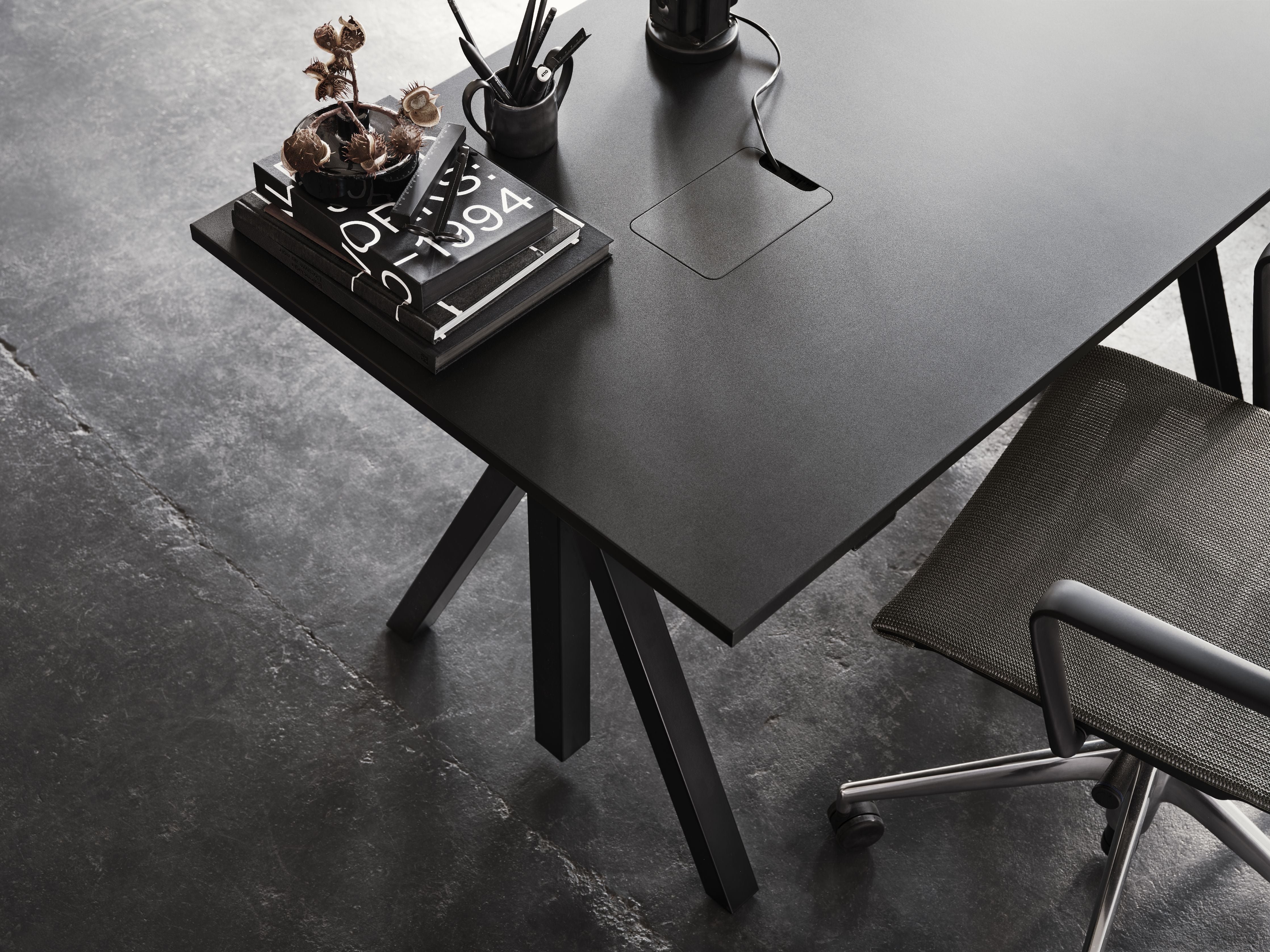 String nábytek Výška nastavitelná pracovní tabulka 90x180 cm, černá/černá
