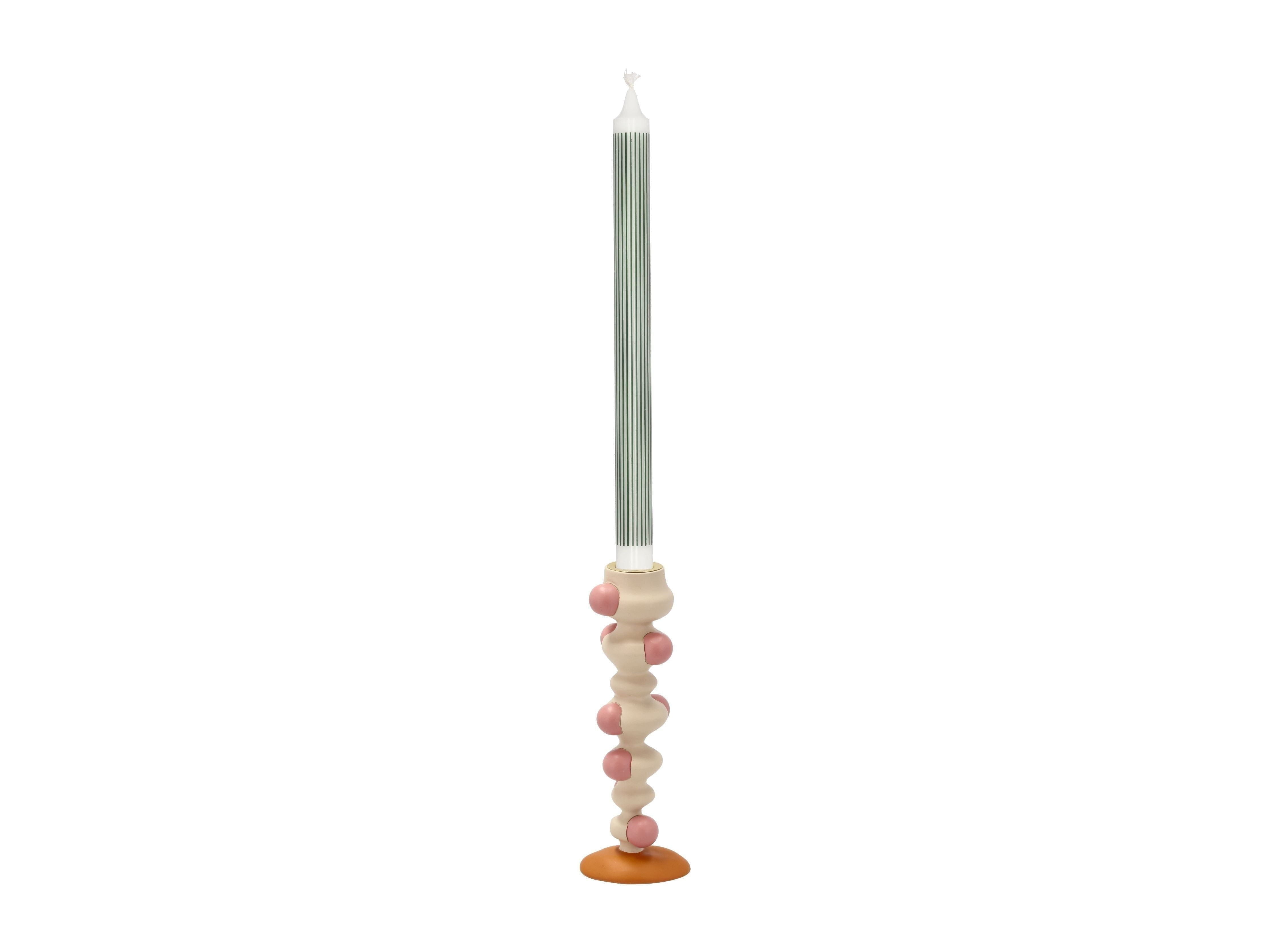 Villa Collection Styles Candle Holder With Dots, Offwhite/Pink