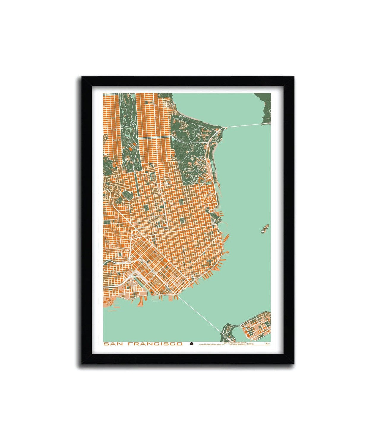 Afiche San Francisco Orange od Planos Urbanos