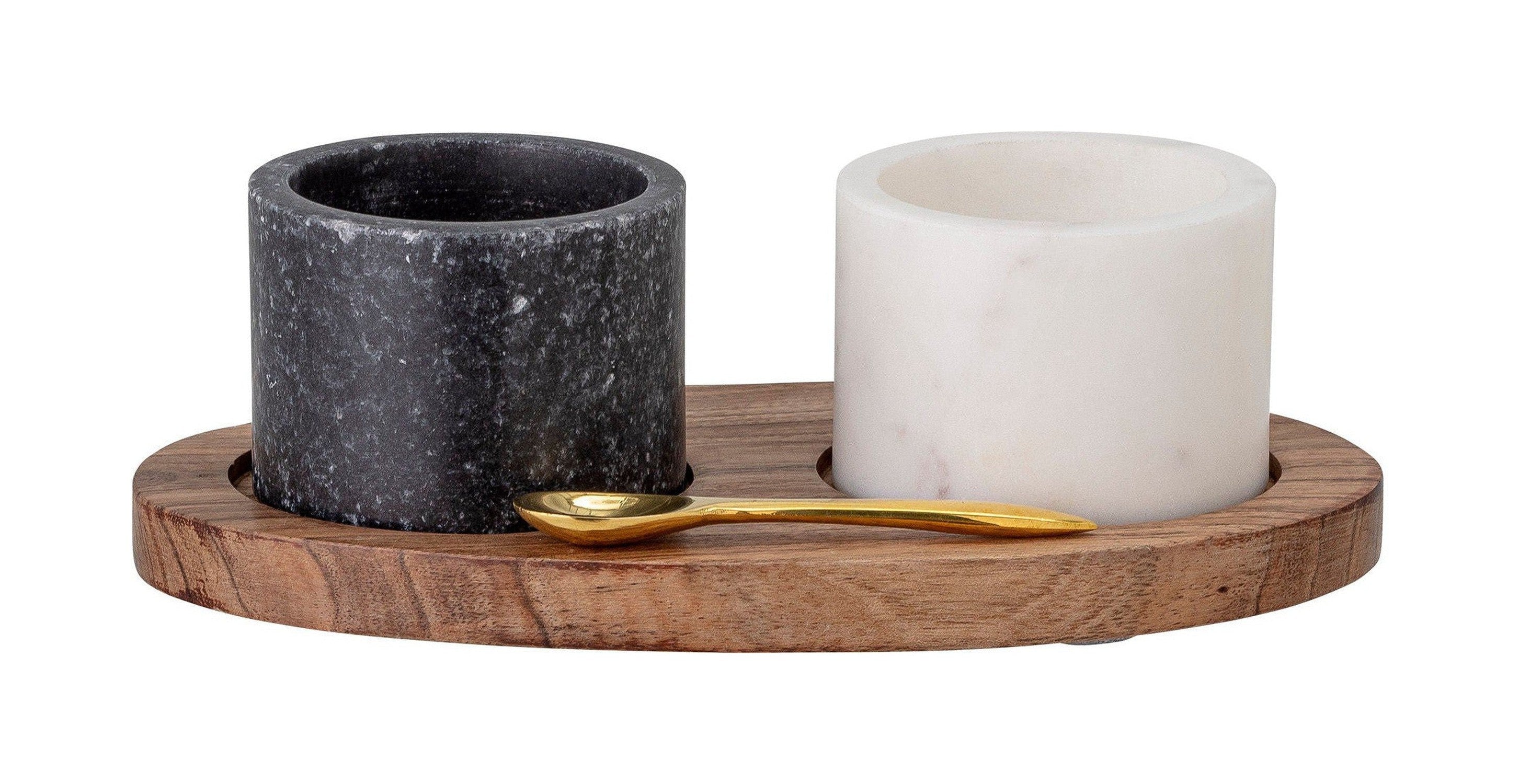 Bloomingville Florio Salt & Pepper Jar, Black, Marble