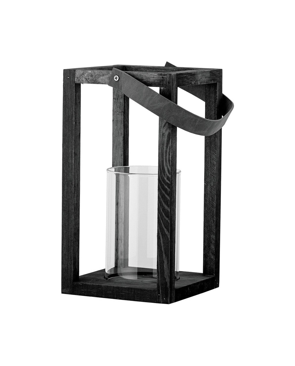 Bloomingville Lyra Lantern W/Glass, Black, Pine