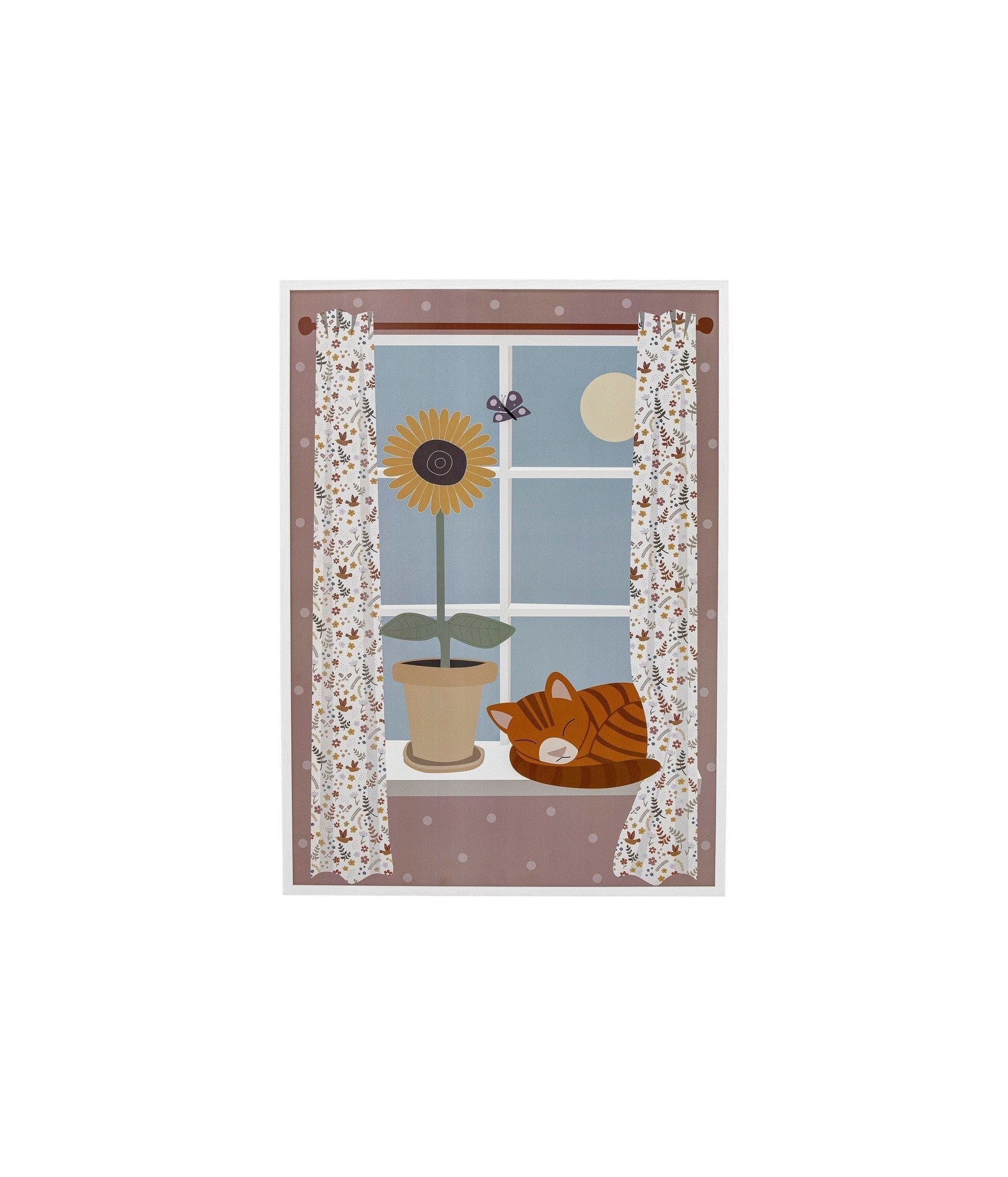 Bloomingville MINI Nuala Illustration w/ Frame, White, Pine