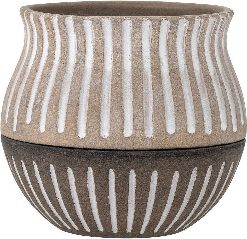 [product_category]-Bloomingville Neliya Flowerpot w/Saucer, Grey, Terracotta-Bloomingville-5711173326297-82060719-BLO-1