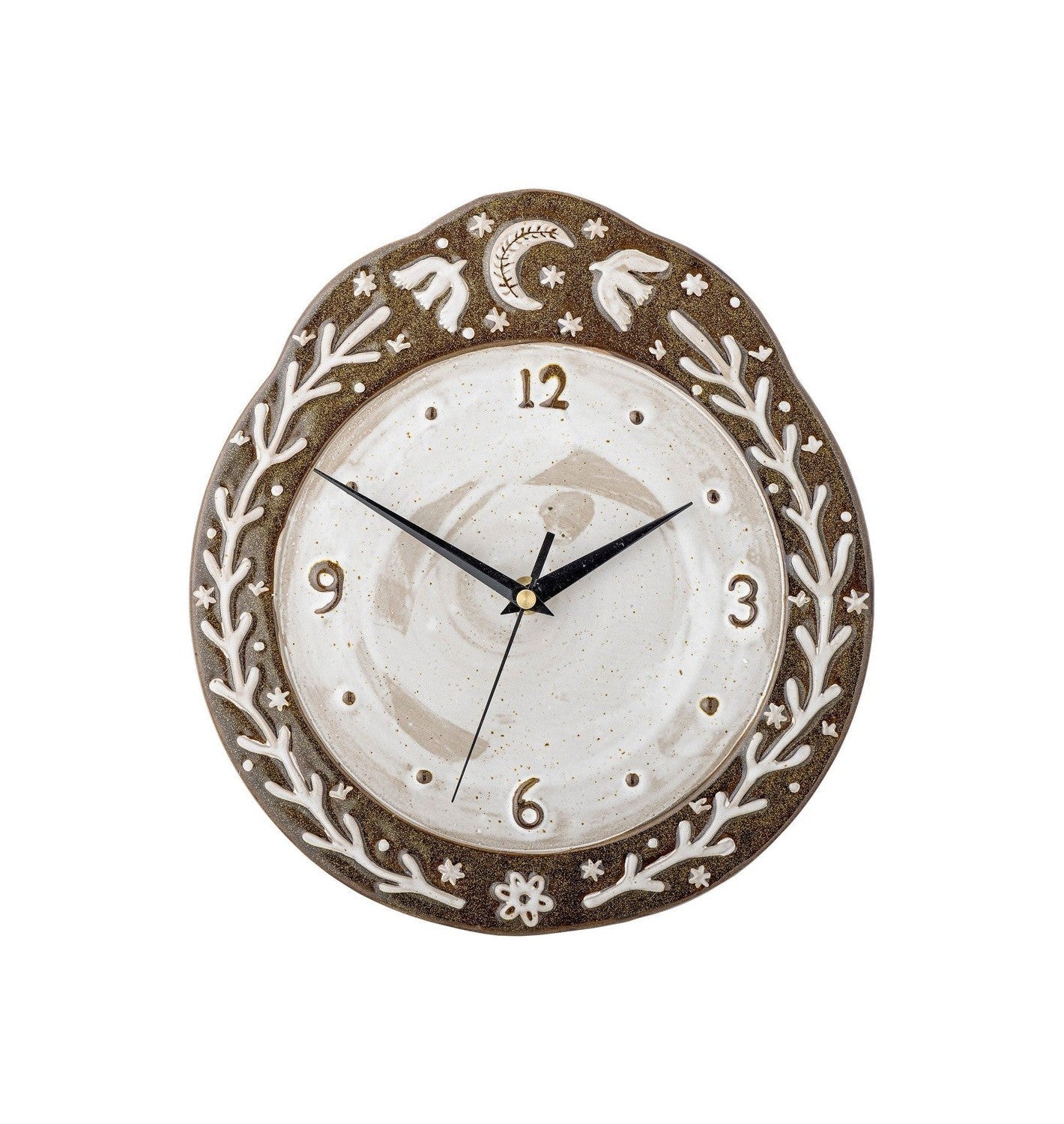 Wall Clock, Brown, Stoneware, Bloomingville Olena