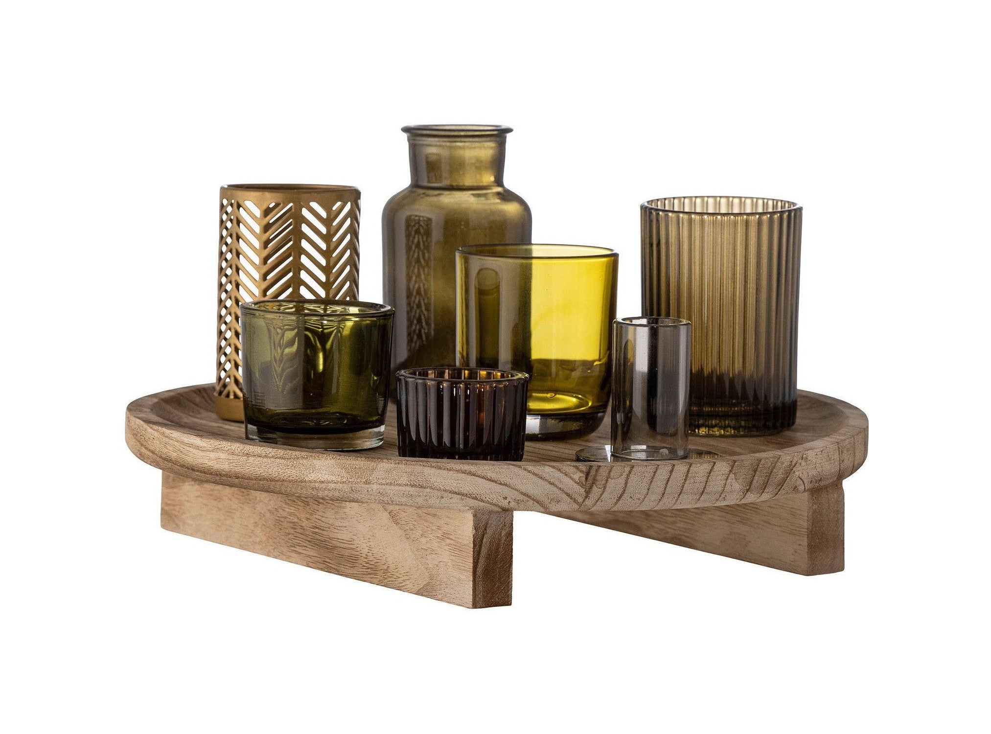 Bloomingville Sanga Tray w/Votive, Nature, Glass