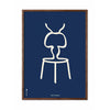  Ant Line Poster Frame Made Of Dark Wood 50x70 Cm Blue Background